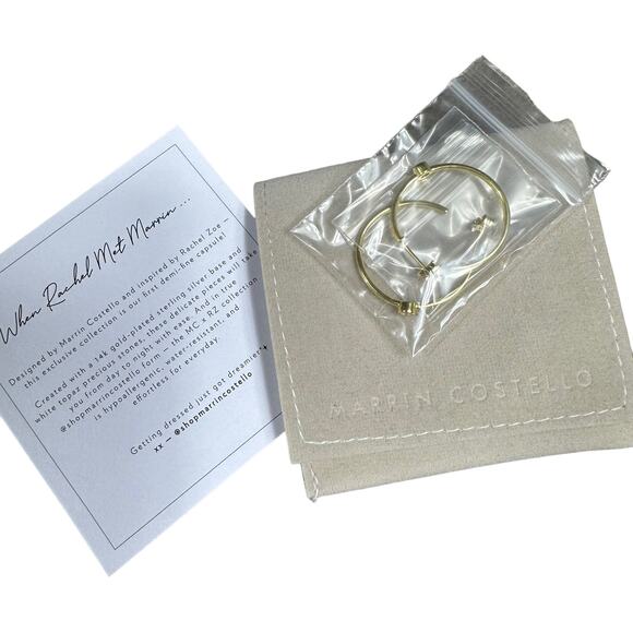 MARRIN COSTELLO Mystique Hoop Earring Gold Plated Sterling White Topaz NIB - Picture 3 of 4